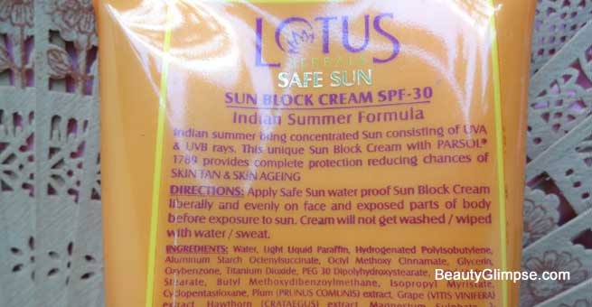 Lotus Sweat and Waterproof Sun Block Cream 
